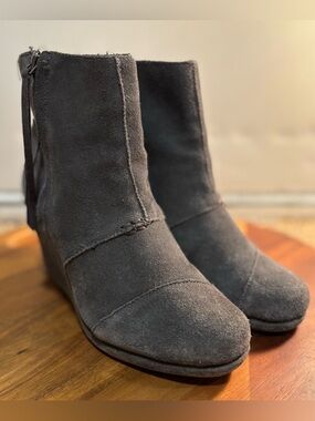 Toms Charcoal Gray Wedge Ankle Boots